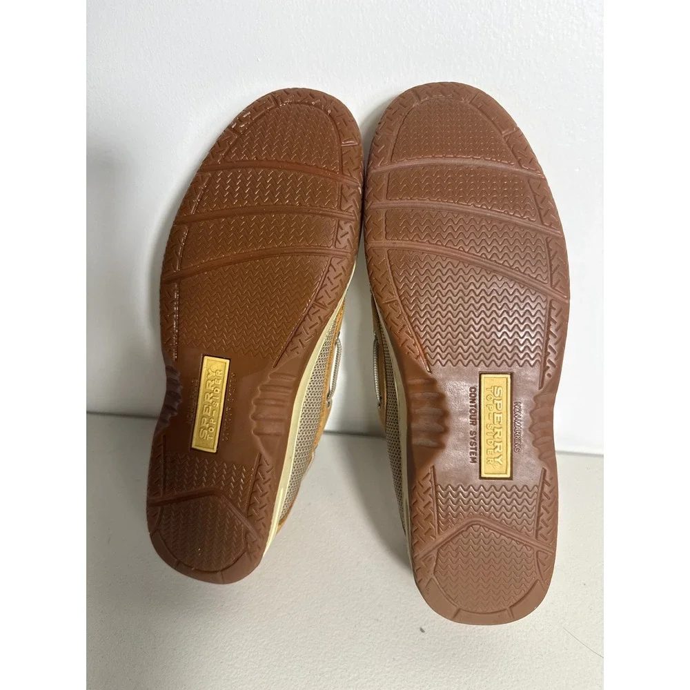 Sperry Top-Sider Billfish Mens Tan Leather Mesh Boat Shoe Contour System Sz 11.5